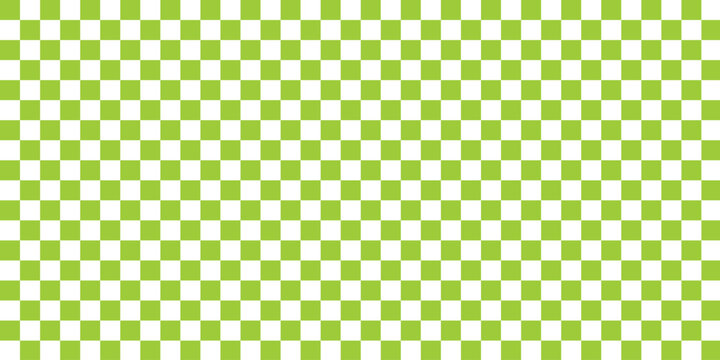 Seamless vibrant lime green and white checkered pattern vector background featuring a geometric checkerboard grid texture suitable for digital art, tablecloths, and abstract backdrops.