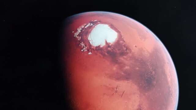 Medium Shot of the Northern Polar Ice Cap of Mars The Red Planet 