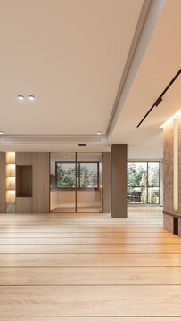 Luxury condominium living room with minimal open space and natural lighting