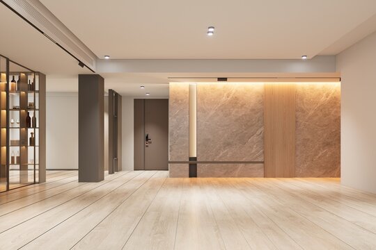 Modern Minimal Highend Condominium Hallway with Warm Lighting