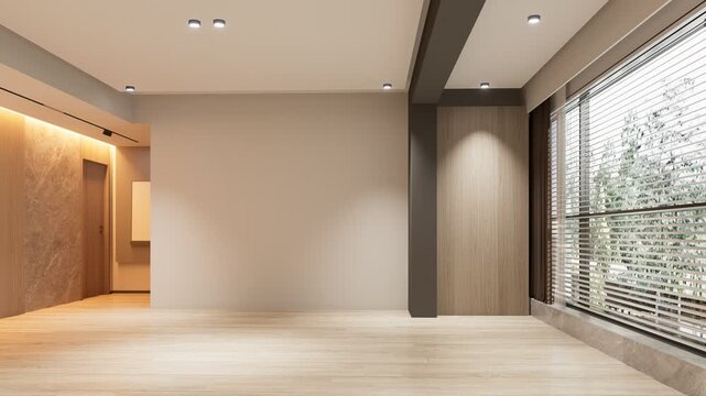 Empty modern condominium interior with natural light and minimalist design