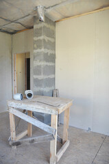 Fototapeta premium Flue pipe drywall ventilation duct interior construction