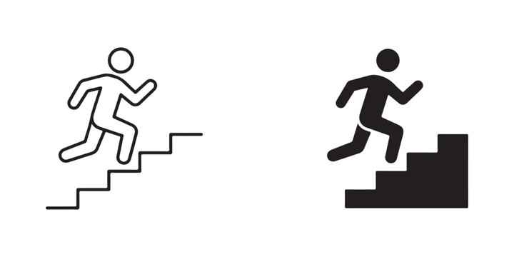  person running up stairs with contrasting visual styles for dynamic movement comparison