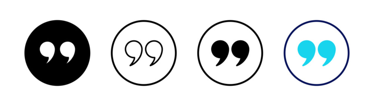Quotation Marks Icons Set for Speech and Quote Concept