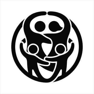 Intertwined human figures silhouette a black and white graphic design on a transparent background abstract