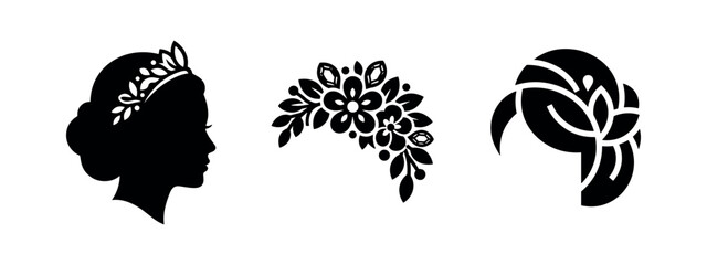 Obraz premium Wedding Accessories and Tiara Icons