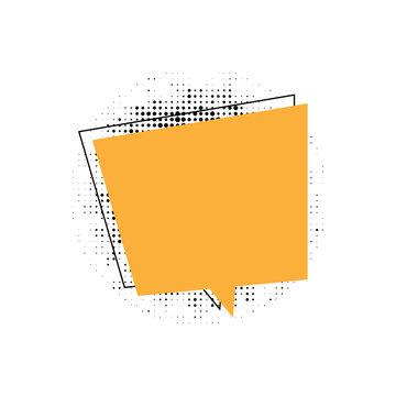 Orange speech bubble blank message box, isolated on transparent background, comic text pop art style.