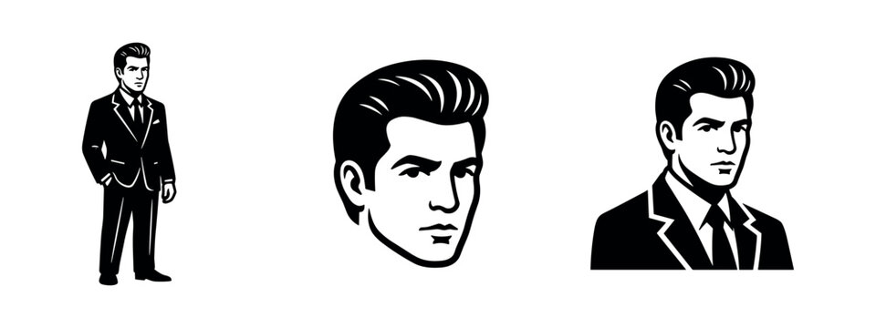 Man in Suit and Pompadour Hairstyle Icons