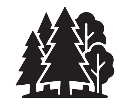 Minimalist forest trees icon concept with environment landscape outdoors