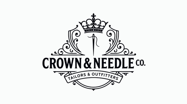 Crown and Needle Co vintage logo design Master Tailor Guild