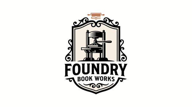 Foundry Book Works cintage logo design