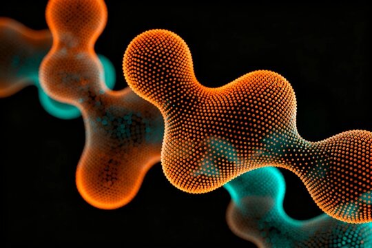 Abstract Orange and Teal Molecular Structures