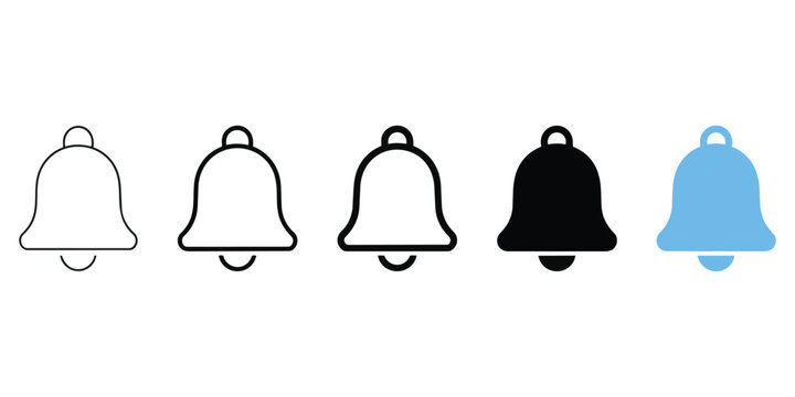 Notification Bell Symbol Collection in Various Line and Filled Styles