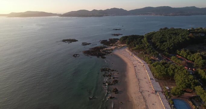 Beach of Samil Vigo Spain Aerial View