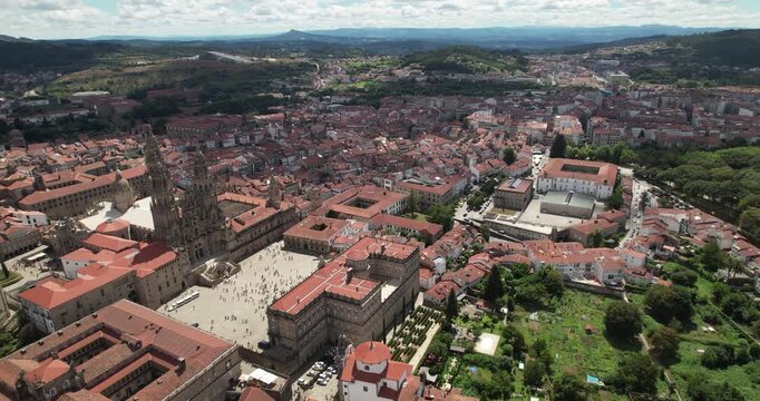 Aerial View of Santiago Compostela, Spain