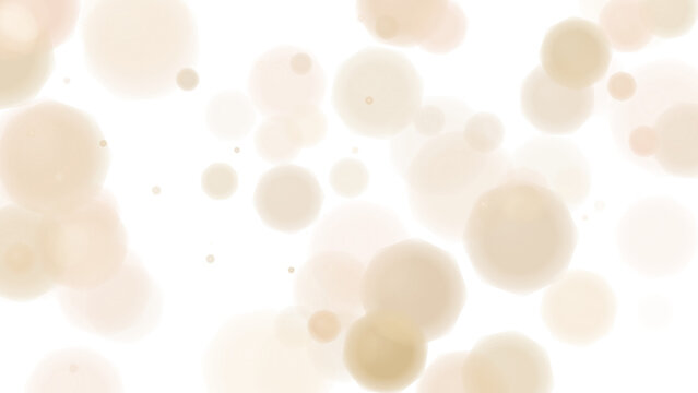 Soft beige and gold bokeh circles floating on a light bright festive background for celebration and holiday design projects isolated on transparent background