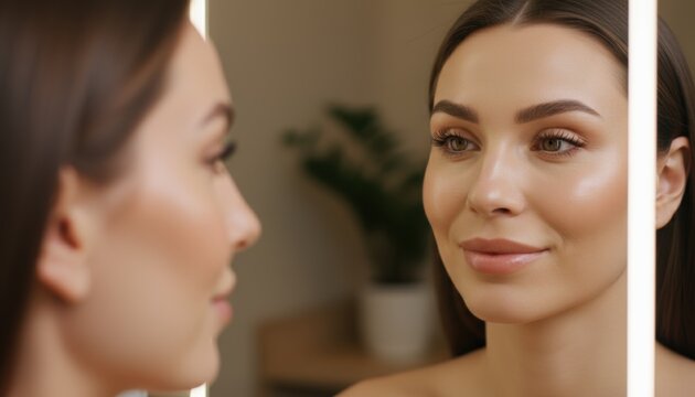 A serene moment of self reflection shows beauty trends and personal care rituals in a calm interior. This image symbolizes mindfulness and rising interest in wellness and inner balance