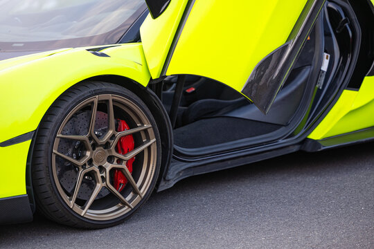 Żory, Poland, 08.02.2026: Bright Green McLaren Supercar Displayed at a Public Automotive Event
