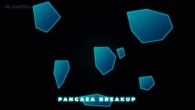 Pangaea Breakup Animation: A digital visualization showing the separation of the supercontinent into modern landmasses through continental drift