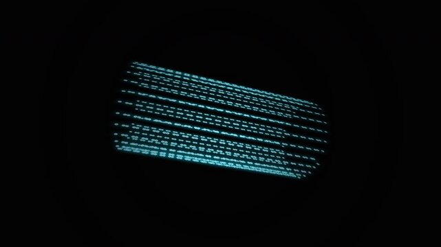 Carbon Nanotube Animation: A 3D scientific visualization of a glowing blue cylindrical lattice structure rotating against a dark background