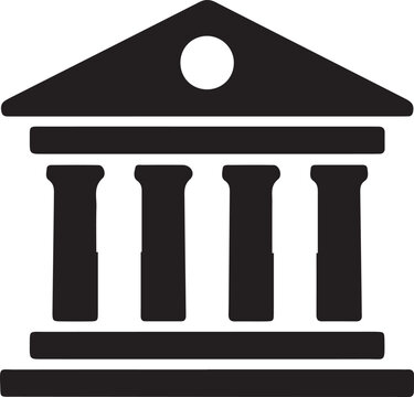 Classic bank building vector icon featuring greek columns representing financial institution architecture government structure and legal courthouse