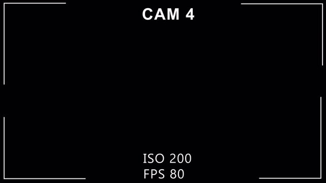 Display of the main monitor CAM 4 of the video surveillance system on transparent background, This is a Surveillance CCTV monitoring screen template. 4K    video with alpha channel.