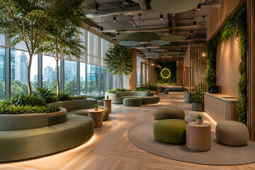 Fototapeta premium ESG and Corporate Sustainability Green Office Operations in Luxury Executive Workspace