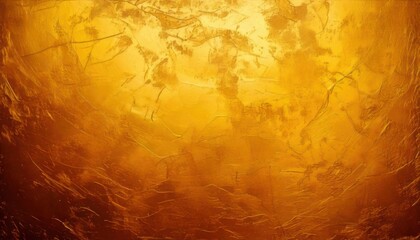 Fototapeta premium Textured golden background with mottled patterns and fine scratches illuminated by a central warm glow