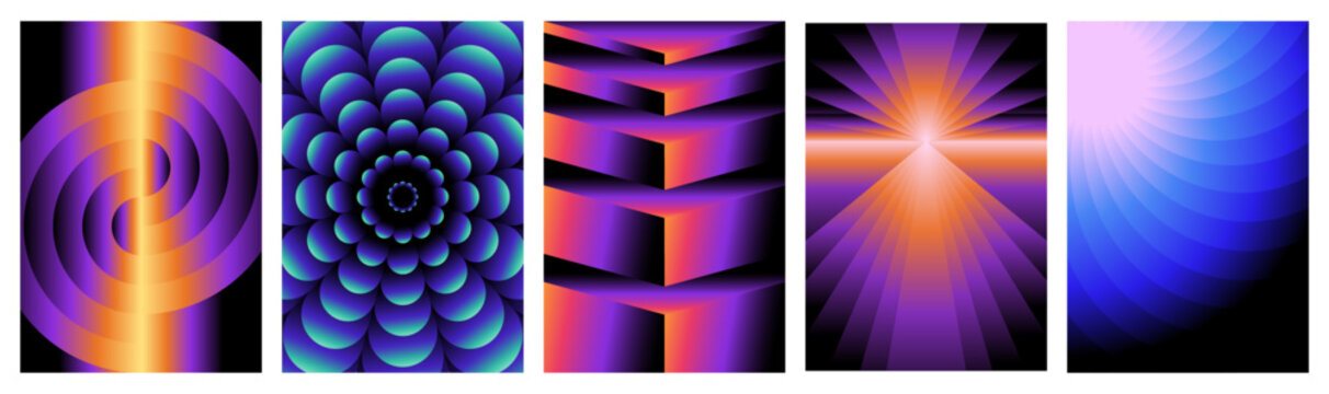 Abstract vector backgrounds, modern glass effect, gradient backdrops for posts and stories in vertical format, bright advertisement templates