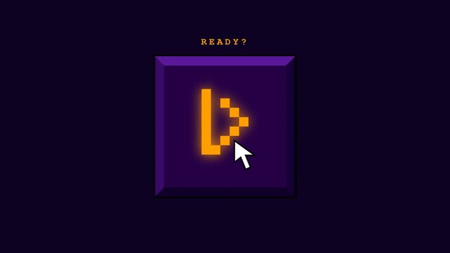Animated Pixelated Letter B Shape Loading In Purple Retro Video Game Interface.