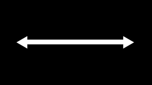 Double side red arrow icon animation,distance and measurement concept, on black background.