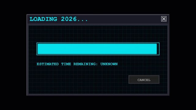 Loading 2026 Retro Progress Bar Animation Sequence.