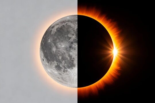 Solar and Lunar Eclipse Split View