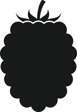 Black raspberry silhouette isolated on transparent background minimalist fruit icon