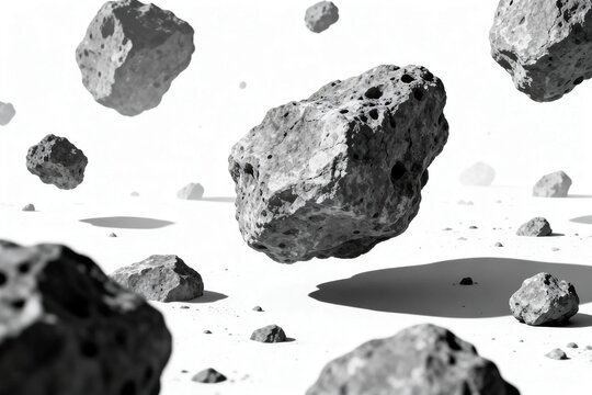 Monochrome Asteroid Field in Space