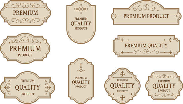 Retro label templates for traditional packaging and heritage branding. Badges collection for cosmetics, soap and skincare products. Vector set with decorative ornaments.