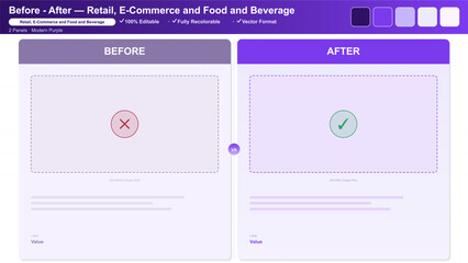 Naklejka premium Clean Marketing and Retail Before - After Design - Modern Purple