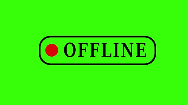 showing a small red blinking dot beside the OFFLINE text icon indicating an inactive or disconnected status on green background.