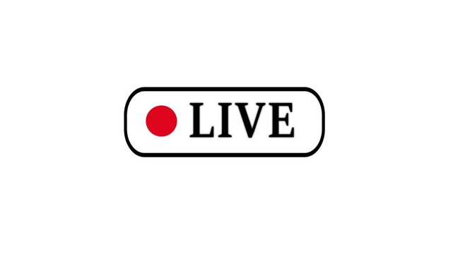 Red blinking live on air text icon motion graphics animation