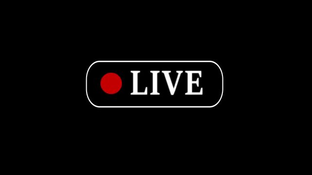 Red blinking live on air text icon motion graphics animation