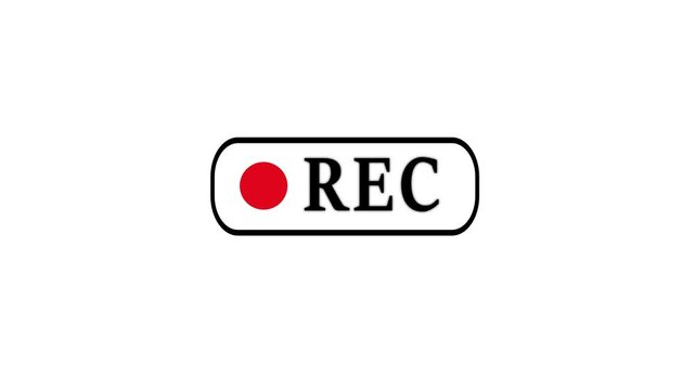 Animated video recording indicator icon with rec text and blinking red dot Perfect for camera viewfinder ui simulation,
