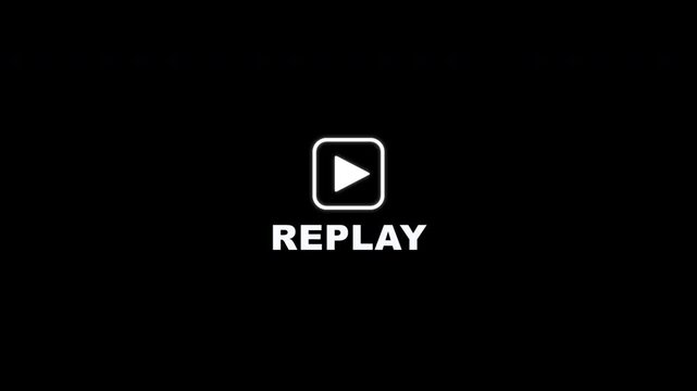 Replay Sign Icon Play Button Rounded Square Badge Glow Transparent Overlay Motion Graphic Loop