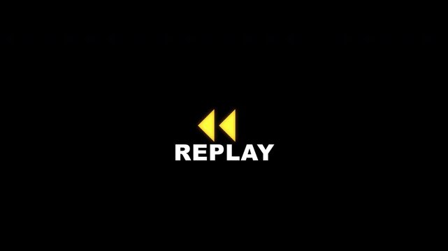 Replay Sign Icon Rewind Double Chevron Arrows Amber Transparent Overlay Motion Graphic Loop