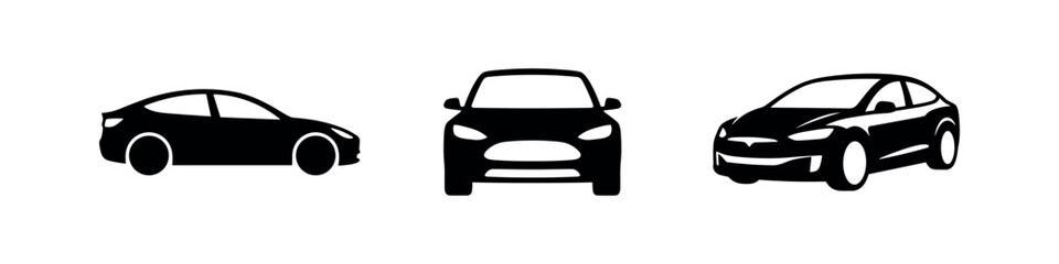 Fototapeta premium Modern electric sedan car silhouette views