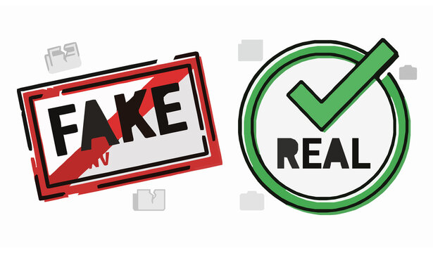 Fake and Real News Verification Badge Icons Vector Illustration
