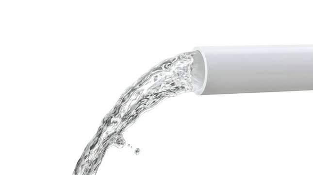 Clean water flowing from pipe with clear access to fresh liquid for daily use in household or industrial supply