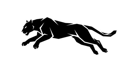 Fototapeta premium Dynamic Black Panther Silhouette Running, Powerful Predator Illustration, Abstract Animal Vector Art