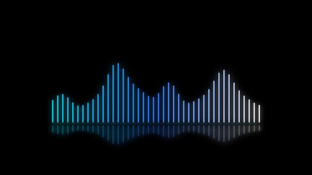 Colorful glowing sound wave graphic equalizer display on a dark background showing audio frequency