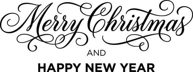 Elegant merry christmas and happy new year calligraphy greeting card design on a white background © Md. Al Amin Jony