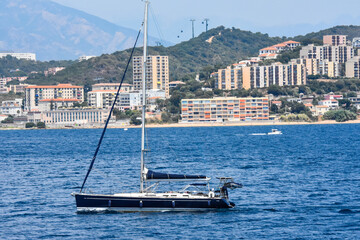 voilier baie d'Ajaccio. Ajaccio - ile de beauté - Corse - France.  © Natolie 